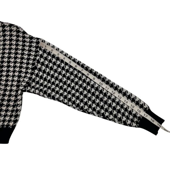 Joie Womens Houndstooth Black & White Knit Layered Twofer Sweater Blouse Sz M - Picture 10 of 11